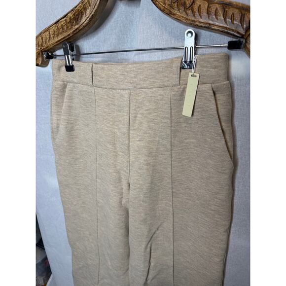 OGL MOVE Straight Wide Leg Pants Tan Beige Comfortable Fuxx Luxe Scuba Small NEW - Picture 4 of 6